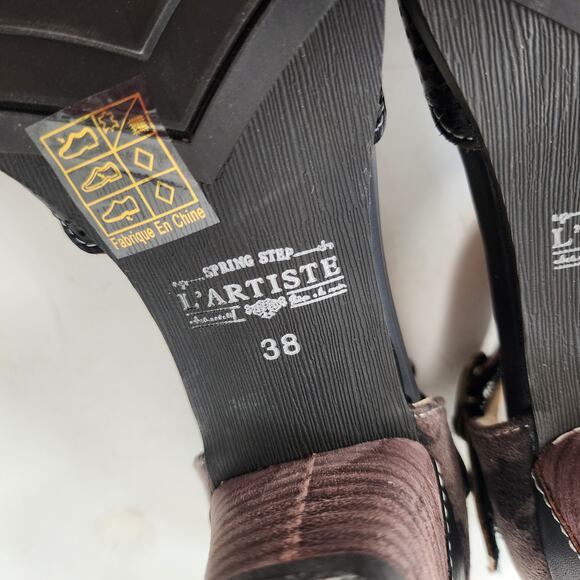 L'Artiste Spring Step Parchelle Mary Jane Heels EU 38 US 7.5-8 Black Leather - Picture 11 of 11